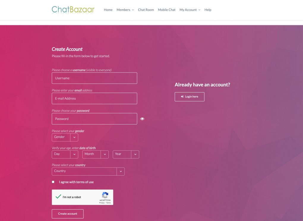 chatbazaar create account